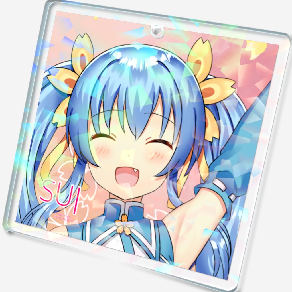 ホログラムアクリルキーホルダー(和柄花) 黄桜すい