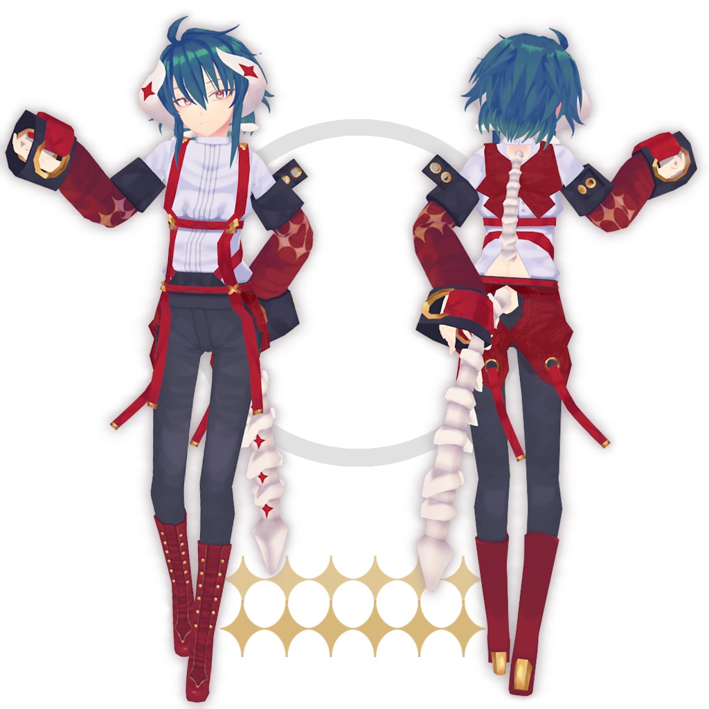 オリジナル3Dモデル「骸龍の少年 -紅苑- 」(SDK2)