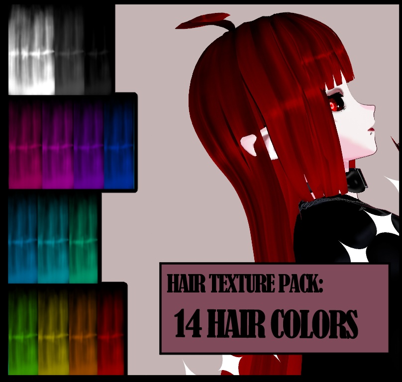 [ Vroid ] HAIR TEXTURE PACK: DARK COLORS [14 COLORS]