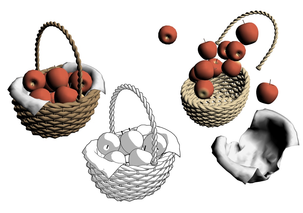 カゴセット(ノーマル/パン/りんご)