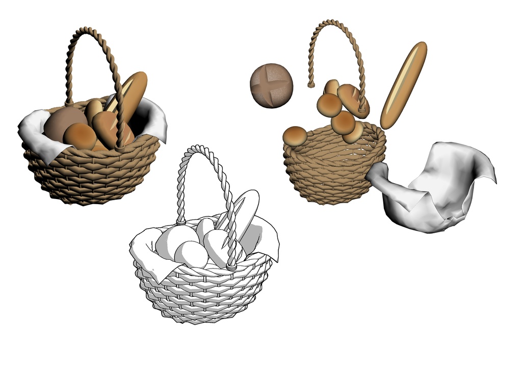 カゴセット(ノーマル/パン/りんご)