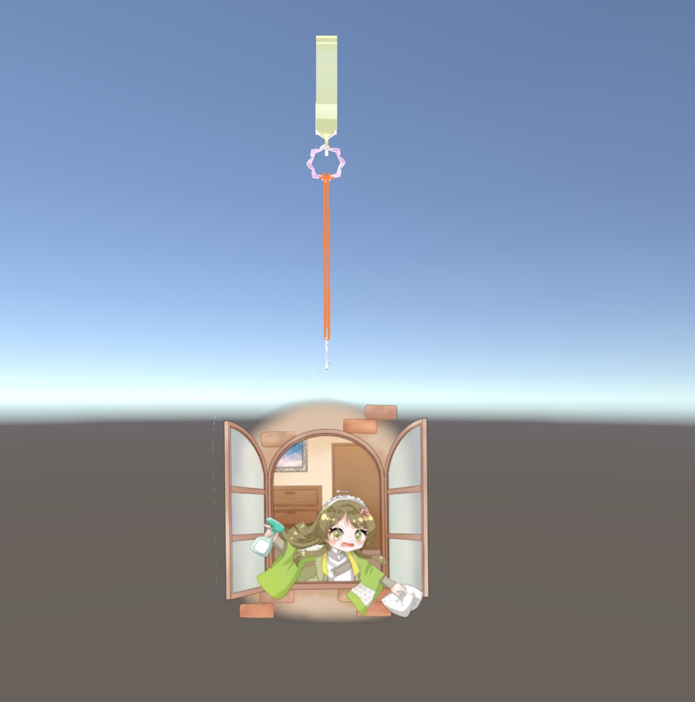 【VRChat】かんぺきメイドメロトロン＿アクリルキーホルダー＿窓拭き【無料】