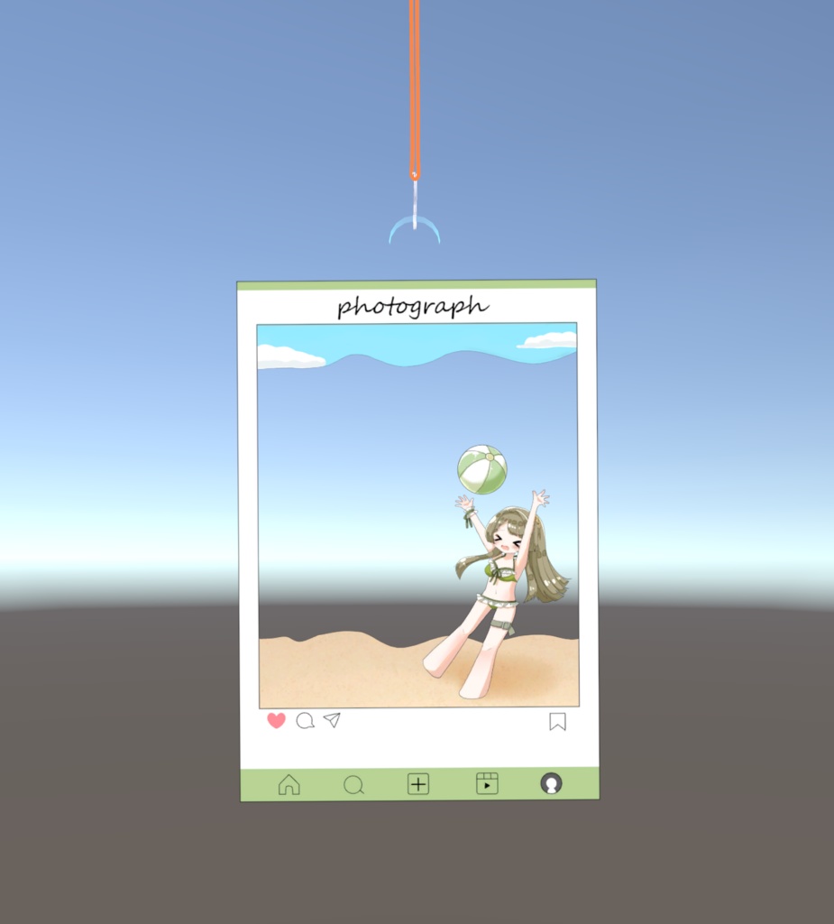 【VRChat】かんぺきメイドメロトロン_アクリルキーホルダー_SNS風フレーム_海【無料】