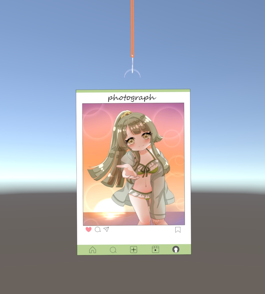 【VRChat】かんぺきメイドメロトロン_アクリルキーホルダー_SNS風フレーム_海【無料】
