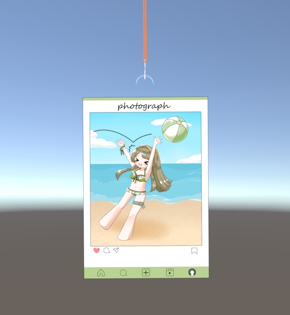 【VRChat】かんぺきメイドメロトロン_アクリルキーホルダー_SNS風フレーム_海【無料】