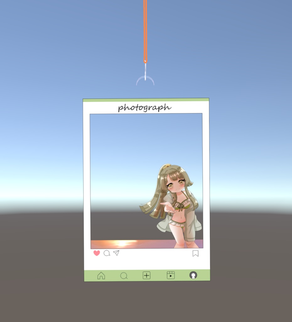 【VRChat】かんぺきメイドメロトロン_アクリルキーホルダー_SNS風フレーム_海【無料】