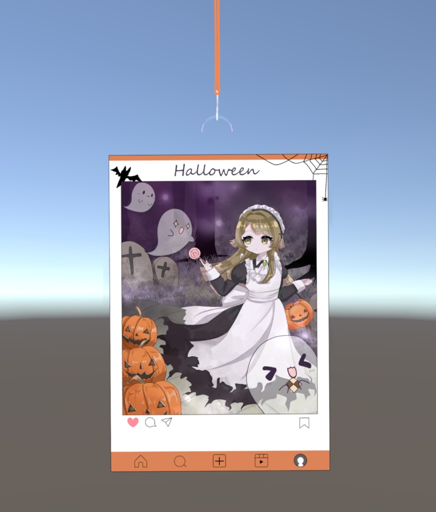 【VRChat】かんぺきメイドメロトロン_アクリルキーホルダー_SNS風フレーム_ハロウィン【無料】