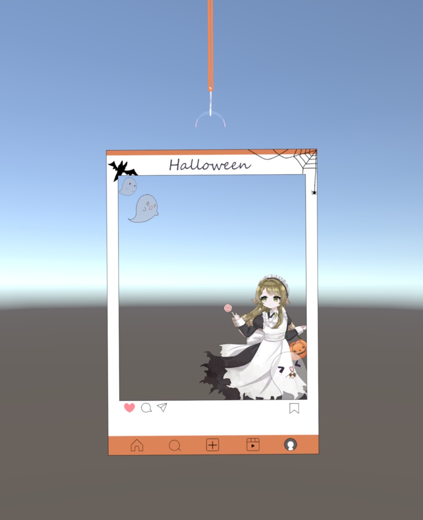 【VRChat】かんぺきメイドメロトロン_アクリルキーホルダー_SNS風フレーム_ハロウィン【無料】
