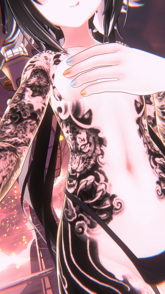 Traditional Tattoos Rindo 入れ墨 *テクスチャ* モデル「竜胆」 / HD-PSD