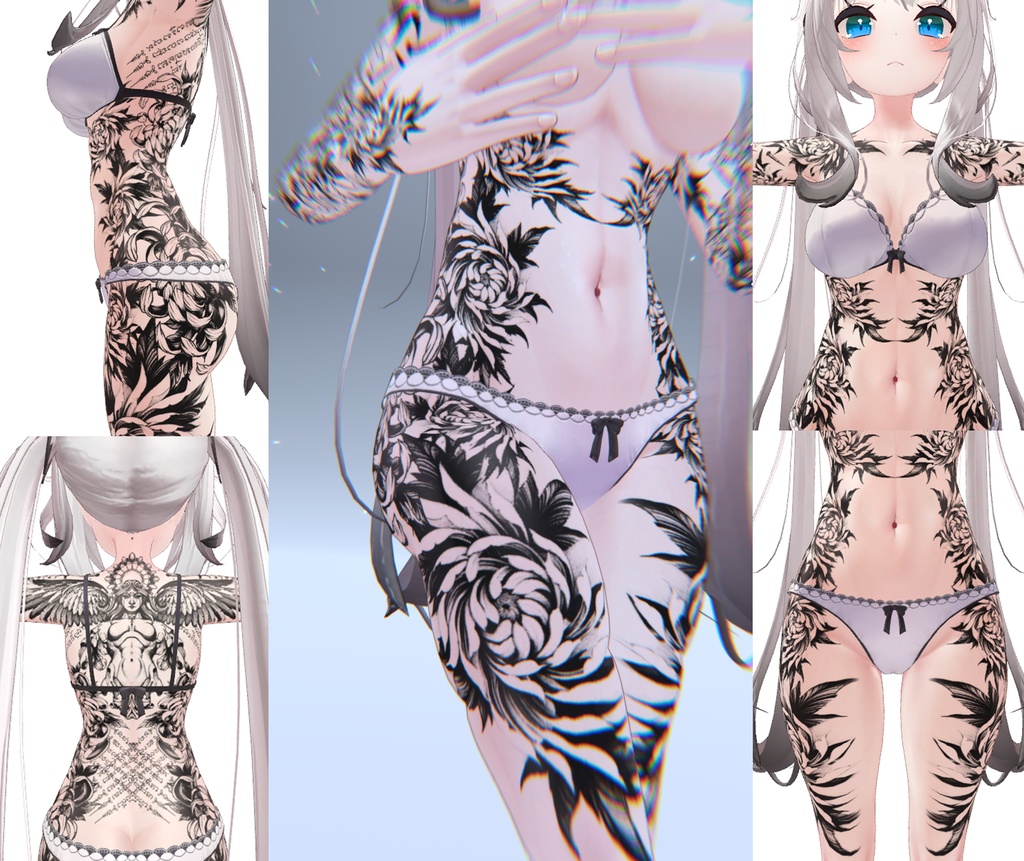Maya Flower Tattoos 入れ墨 *テクスチャ* モデル「舞夜」/HD