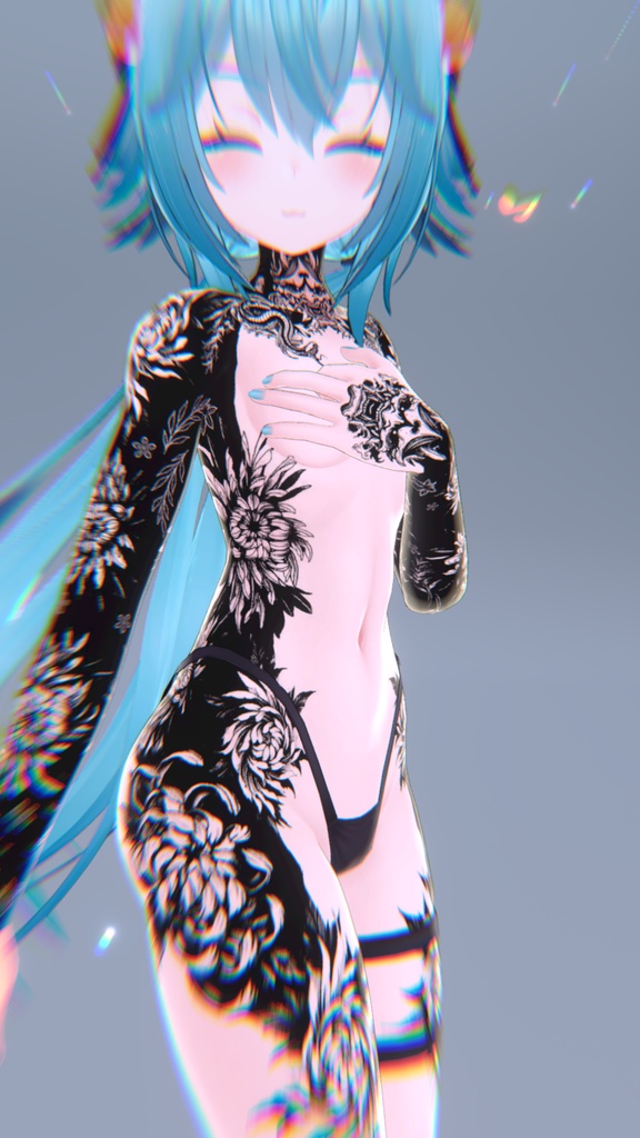 Rindo Flowers Tattoos 入れ墨 *テクスチャ* モデル「竜胆」/HD