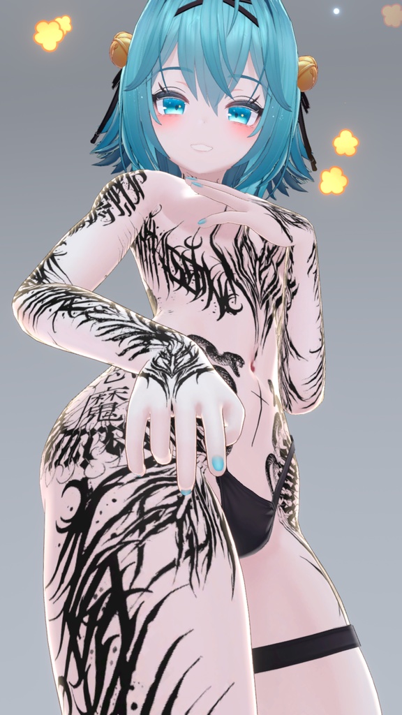 Kurai Tattoos 入れ墨 *テクスチャ* モデル「竜胆」/HD