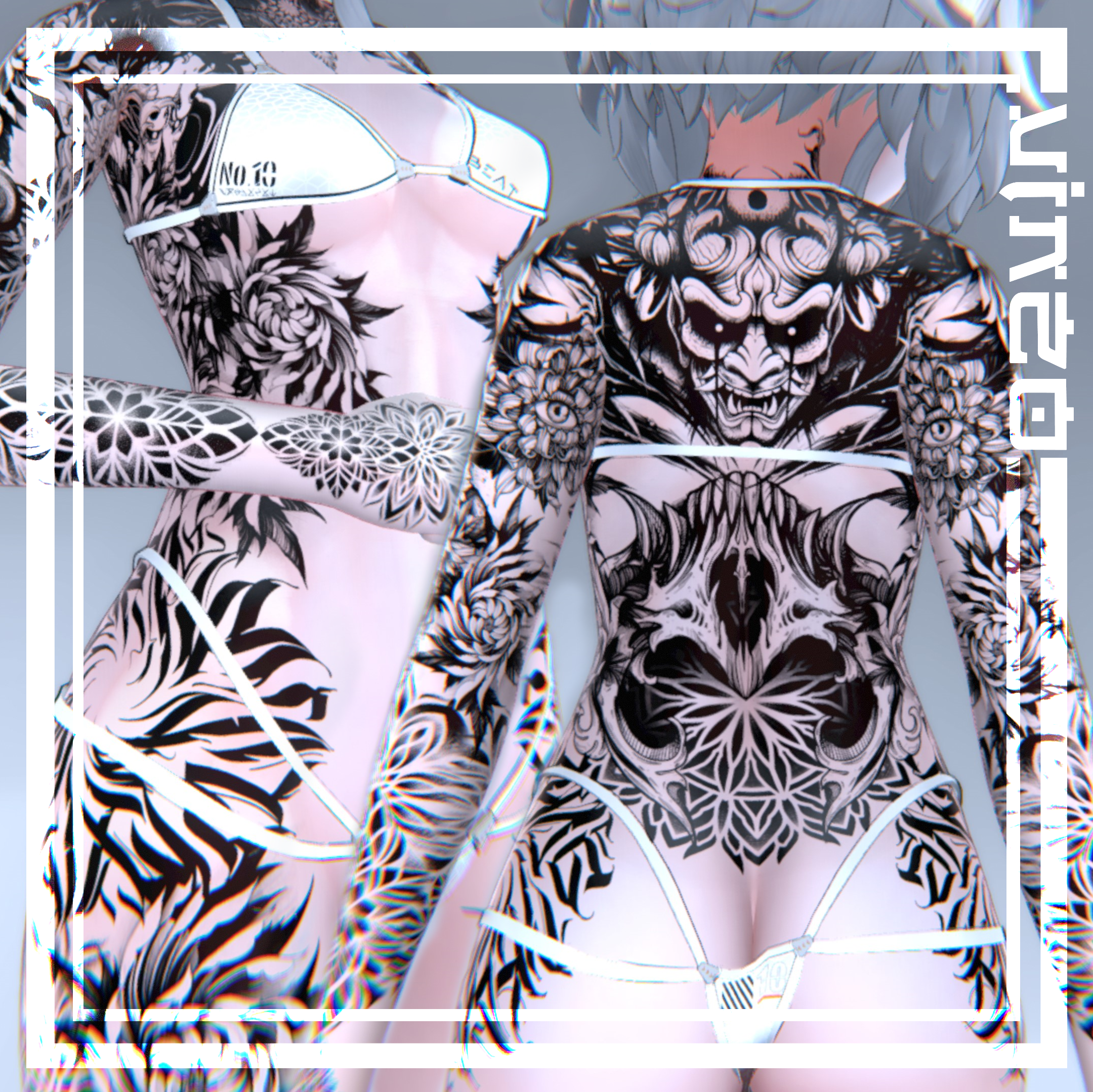 Flowers Tattoos Velle 入れ墨 *テクスチャ* モデル「ヴェール・」/HD