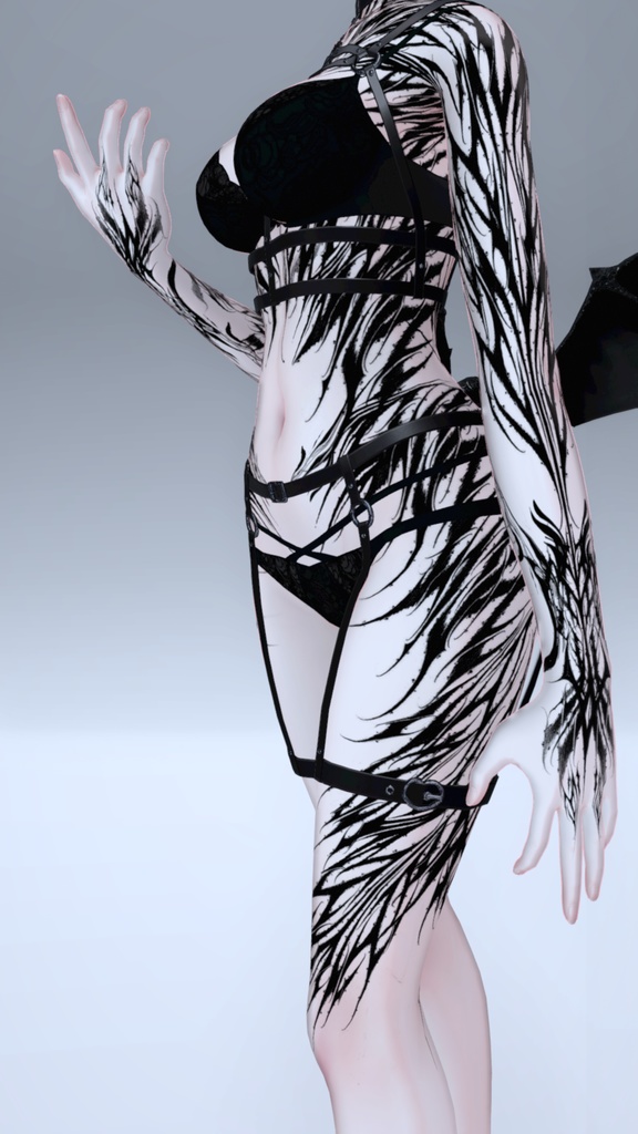 Shinra Dark Lettering Tattoo 入れ墨 *テクスチャ* モデル「森羅」/HD