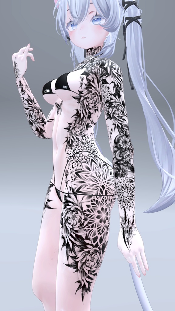 Sio Flowers Tattoos 入れ墨 *テクスチャ* モデル「しお」/HD