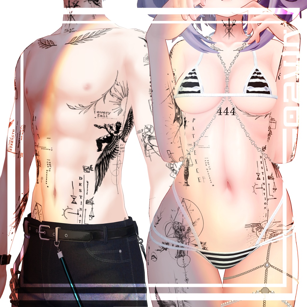 ‏【Line Art Tattoos】4k Textures 入れ墨 *テクスチャ* /HD