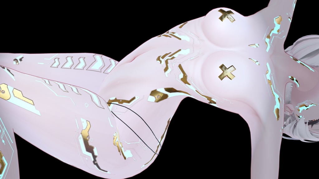 『Gold Cyberpunk Rurune』ルルネ-Eyes+Makeup+Body Tex HD