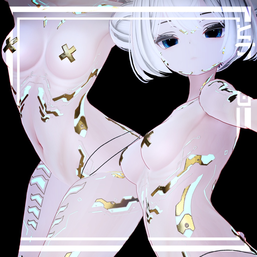 『Gold Cyberpunk Rurune』ルルネ-Eyes+Makeup+Body Tex HD