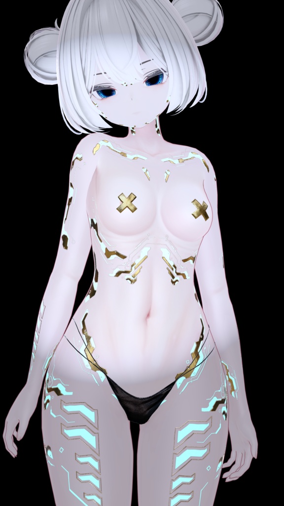 『Gold Cyberpunk Rurune』ルルネ-Eyes+Makeup+Body Tex HD