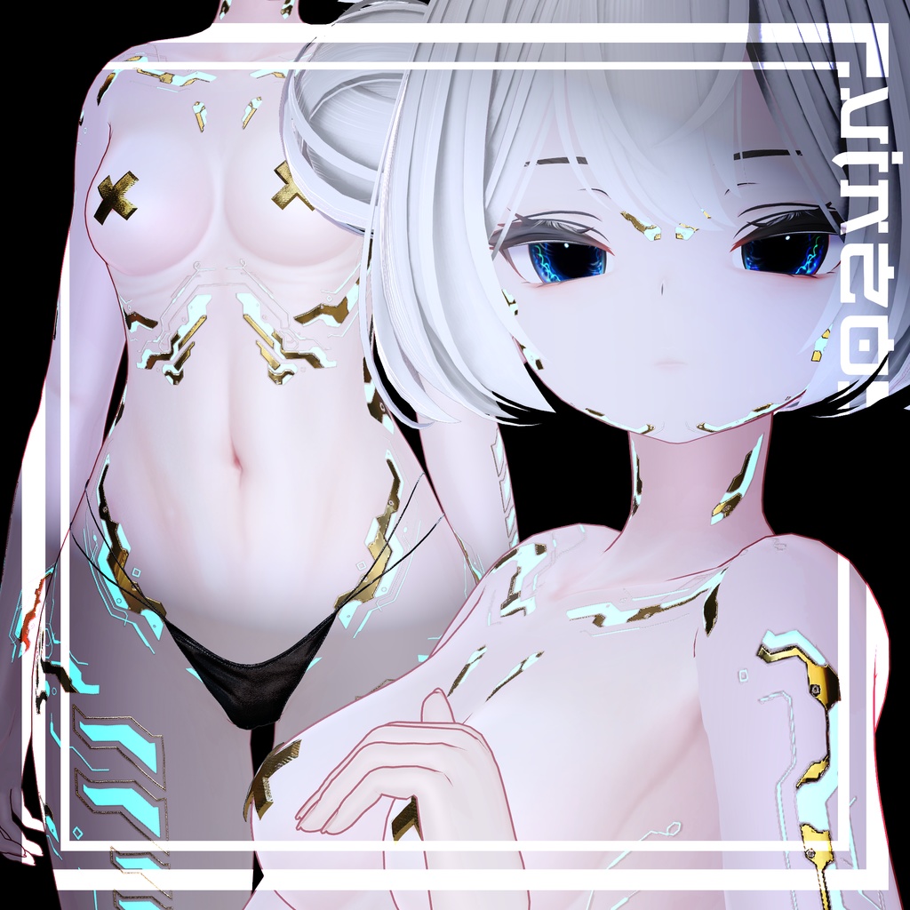 『Gold Cyberpunk Rurune』ルルネ-Eyes+Makeup+Body Tex HD