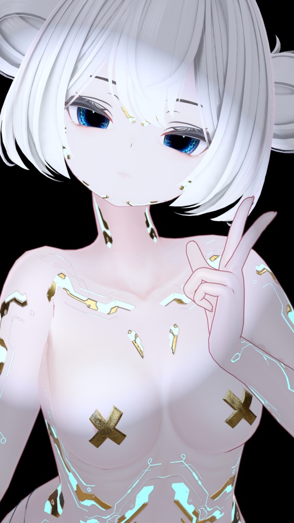 『Gold Cyberpunk Rurune』ルルネ-Eyes+Makeup+Body Tex HD