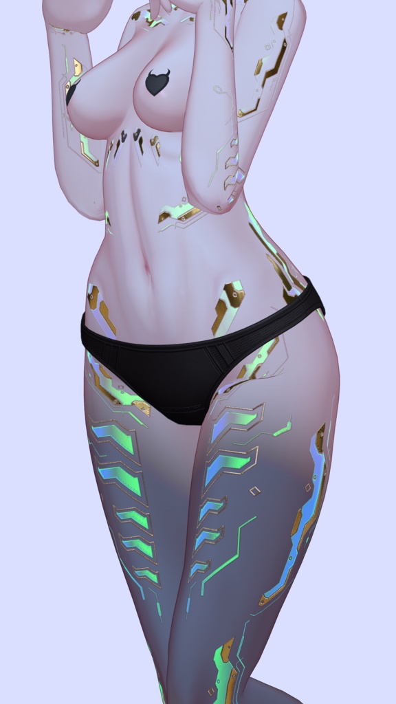 『Gold Cyberpunk Uruki』 ウルキ -Eyes+Makeup+Body Tex HD