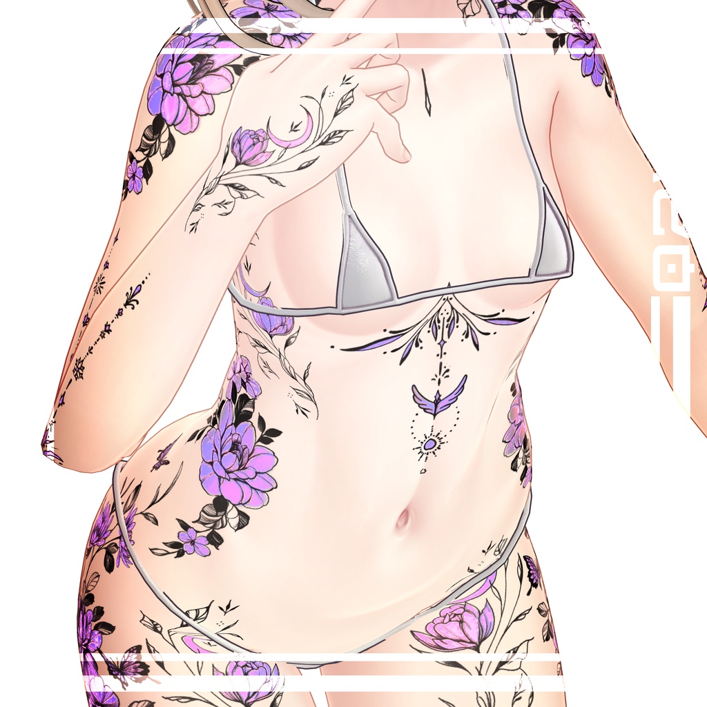 【Neon Flower Tattoo】 4k Textures 入れ墨 *テクスチャ* /HD