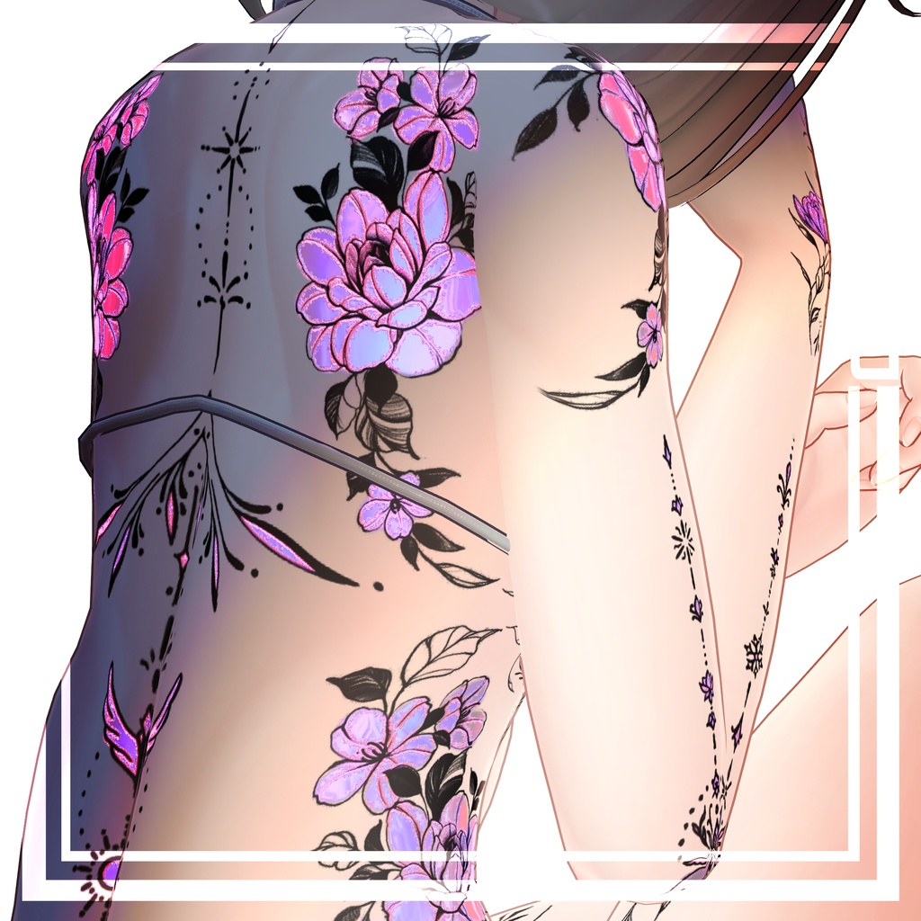 【Neon Flower Tattoo】 4k Textures 入れ墨 *テクスチャ* /HD