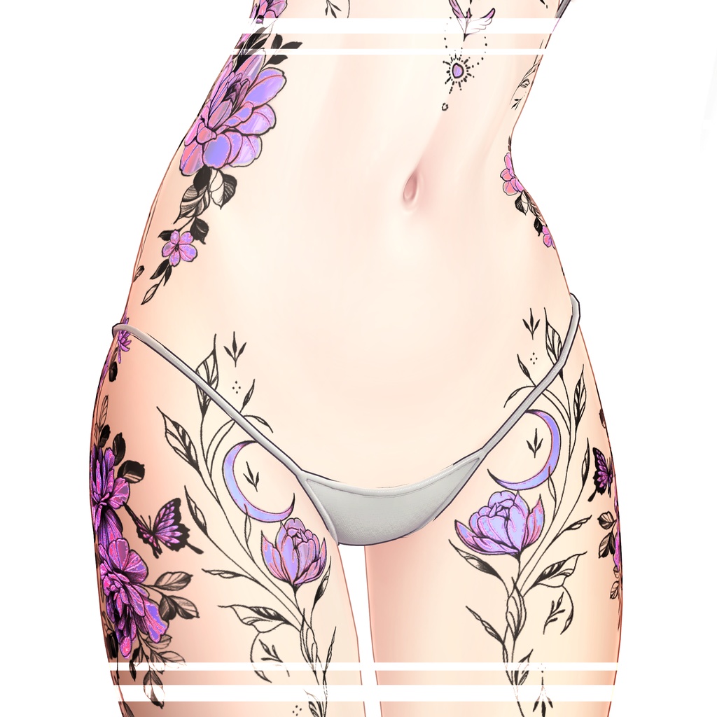 【Neon Flower Tattoo】 4k Textures 入れ墨 *テクスチャ* /HD