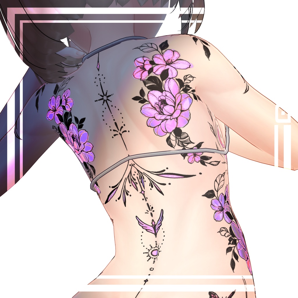 【Neon Flower Tattoo】 4k Textures 入れ墨 *テクスチャ* /HD