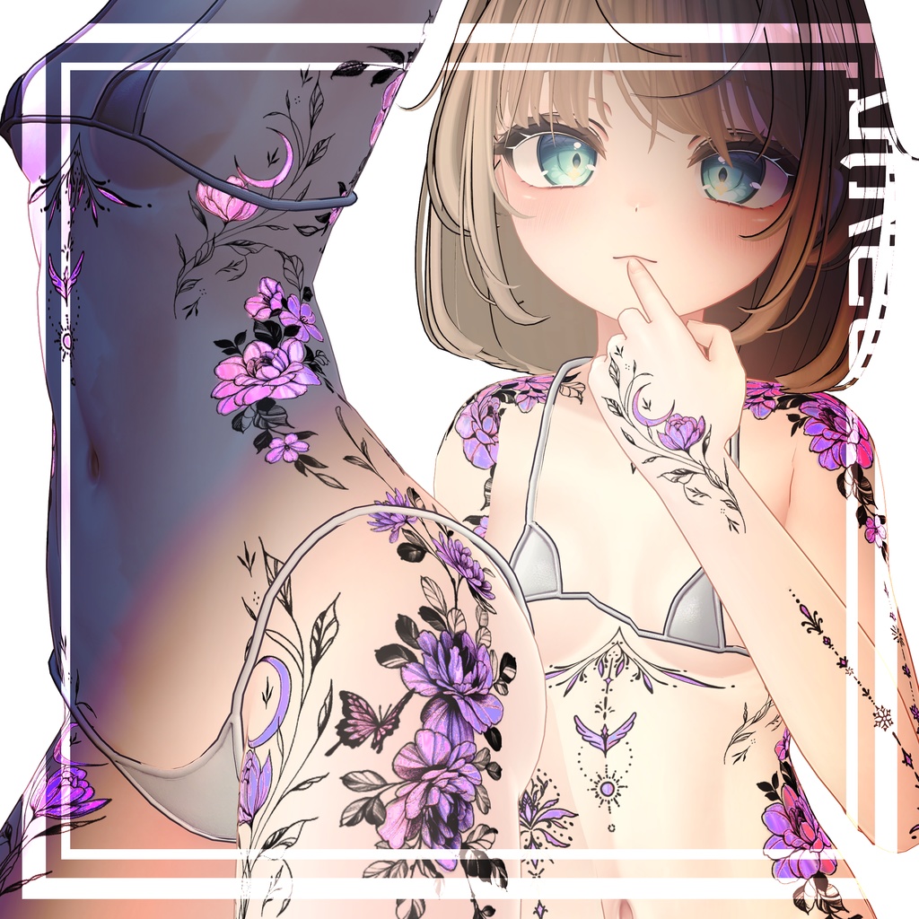 【Neon Flower Tattoo】 4k Textures 入れ墨 *テクスチャ* /HD