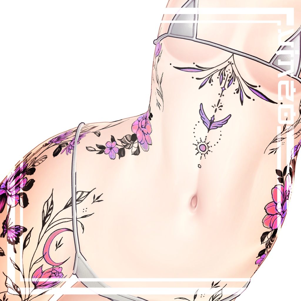 【Neon Flower Tattoo】 4k Textures 入れ墨 *テクスチャ* /HD