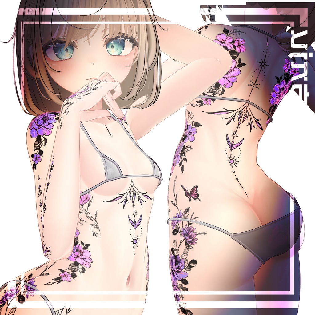 【Neon Flower Tattoo】 4k Textures 入れ墨 *テクスチャ* /HD