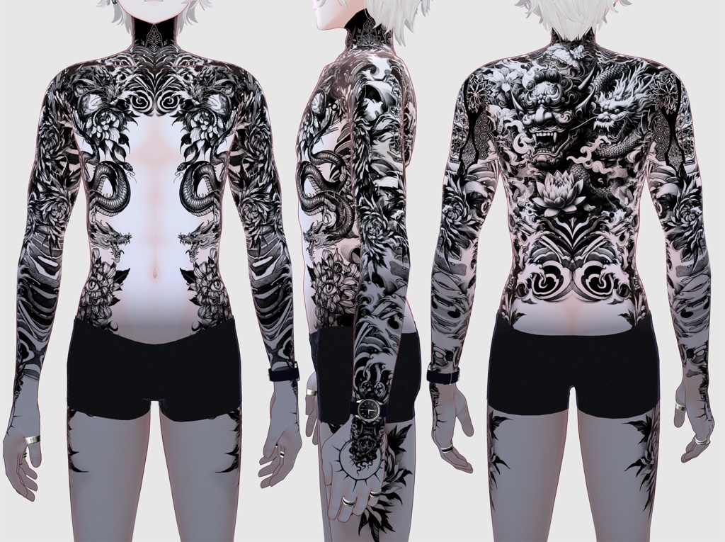 【Kanata-Oni Tattoos】 4k Textures 入れ墨 *テクスチャ*