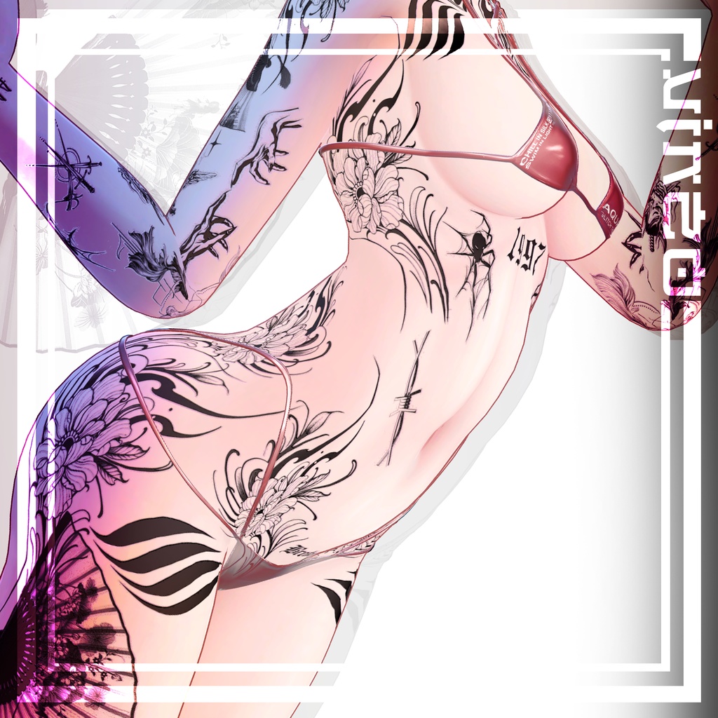 『扇子_Sensu Tattoos』 25 avatars 入れ墨 *テクスチャ* /HD 4k Textures