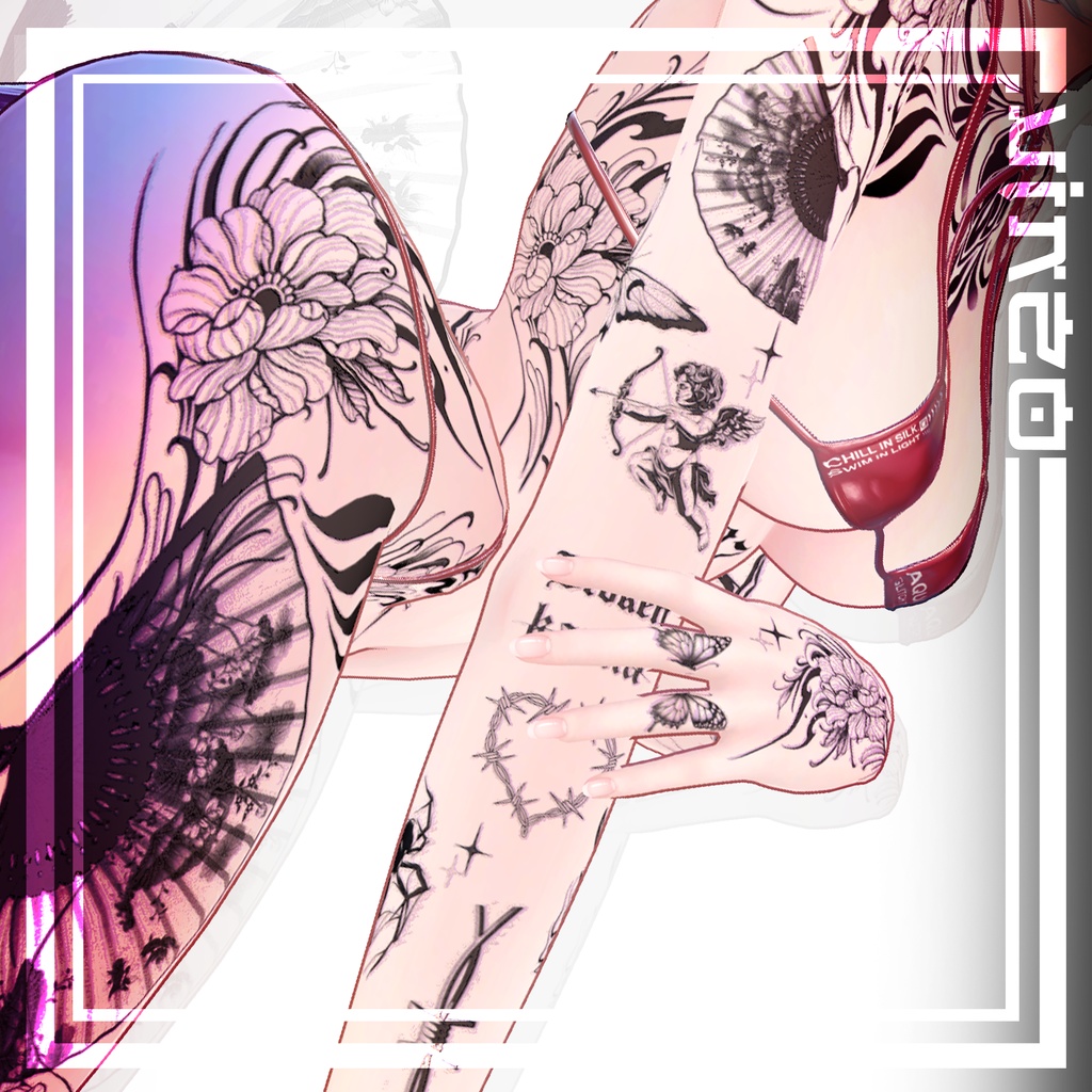 『扇子_Sensu Tattoos』 25 avatars 入れ墨 *テクスチャ* /HD 4k Textures