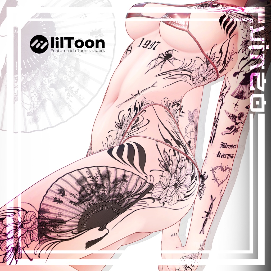 『扇子_Sensu Tattoos』 25 avatars 入れ墨 *テクスチャ* /HD 4k Textures