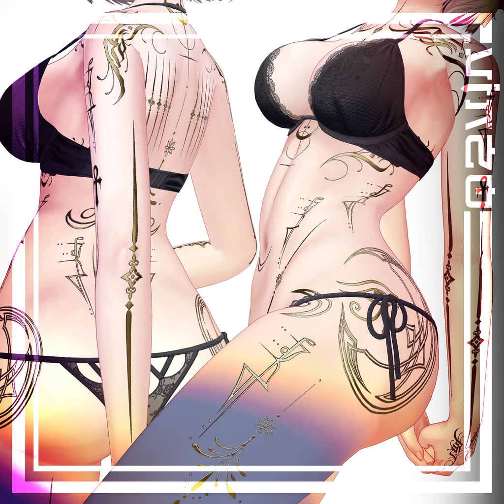 『冥界のタトゥ』 Tattoos 入れ墨 *テクスチャ* /HD 4k Textures