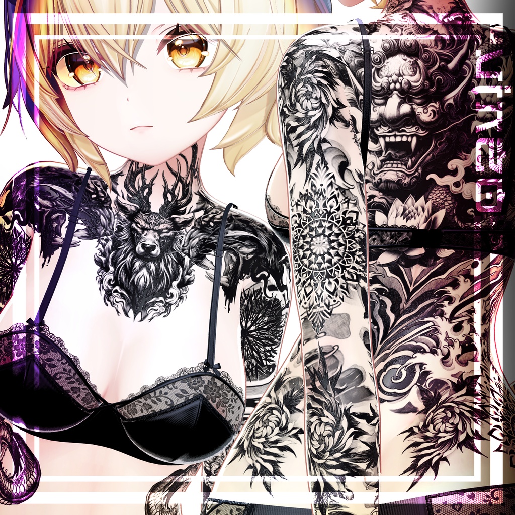 【Mayo / まよ-Oni Tattoos ルミナ】 4k Textures 入れ墨 - テクスチャ