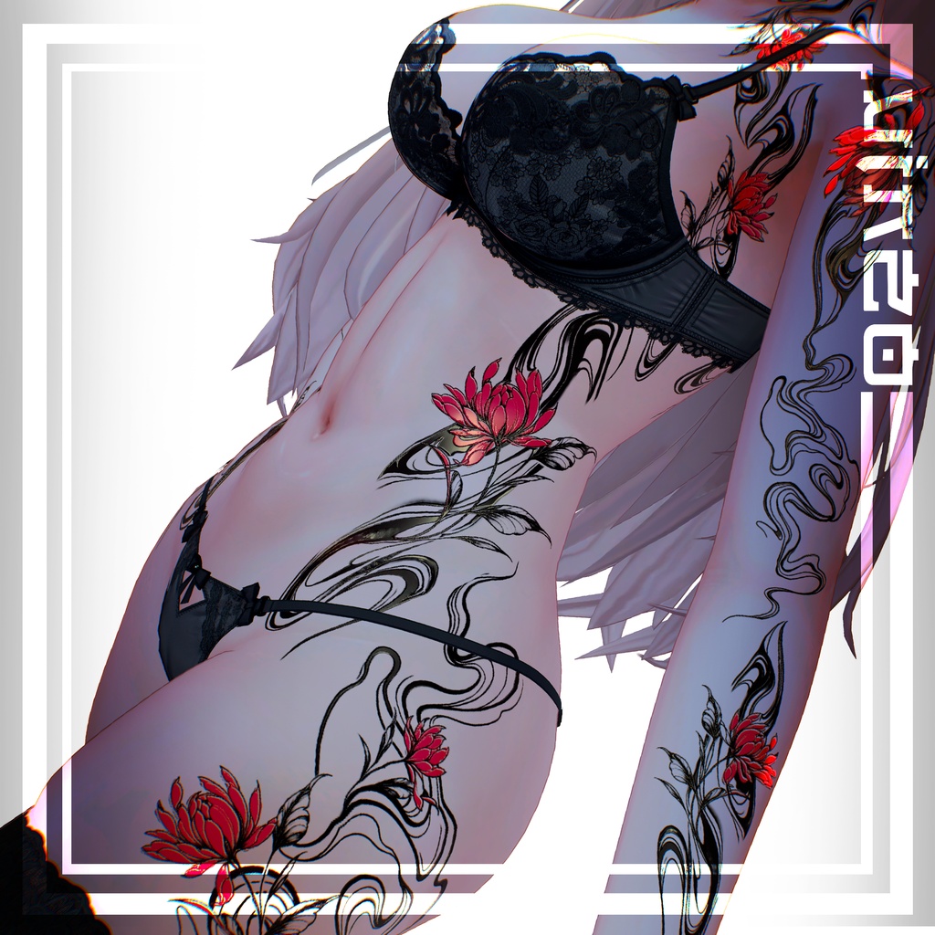 【Neon Shadow Flower Tattoo】 25 Avatars - 4k Textures 入れ墨 *テクスチャ* /HD