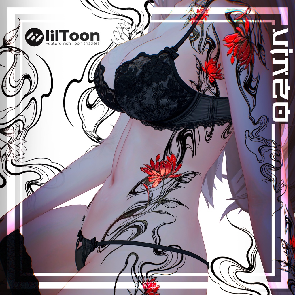 【Neon Shadow Flower Tattoo】 25 Avatars - 4k Textures 入れ墨 *テクスチャ* /HD