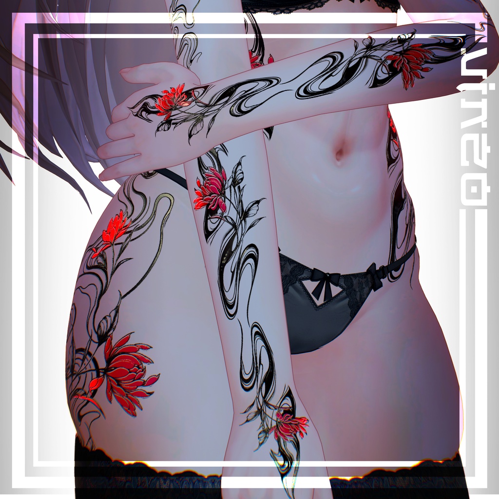 【Neon Shadow Flower Tattoo】 25 Avatars - 4k Textures 入れ墨 *テクスチャ* /HD