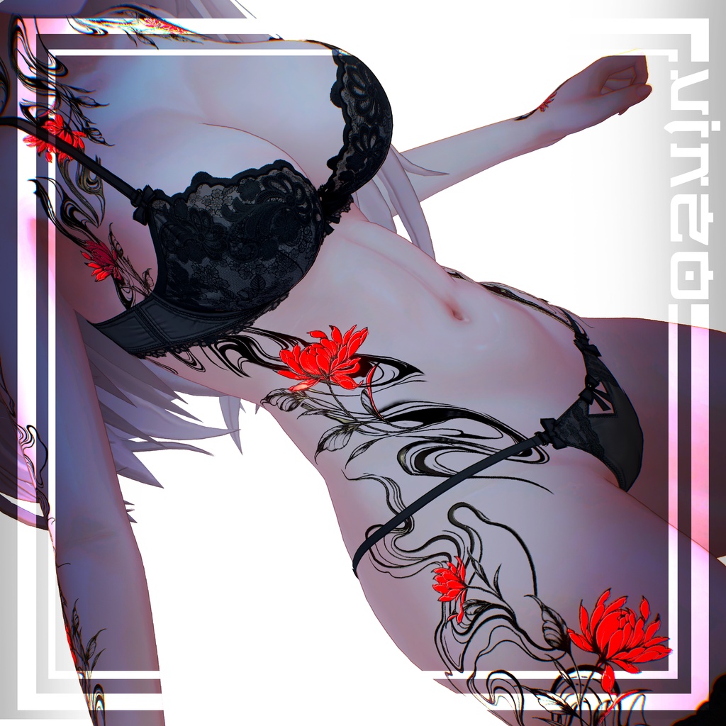 【Neon Shadow Flower Tattoo】 25 Avatars - 4k Textures 入れ墨 *テクスチャ* /HD