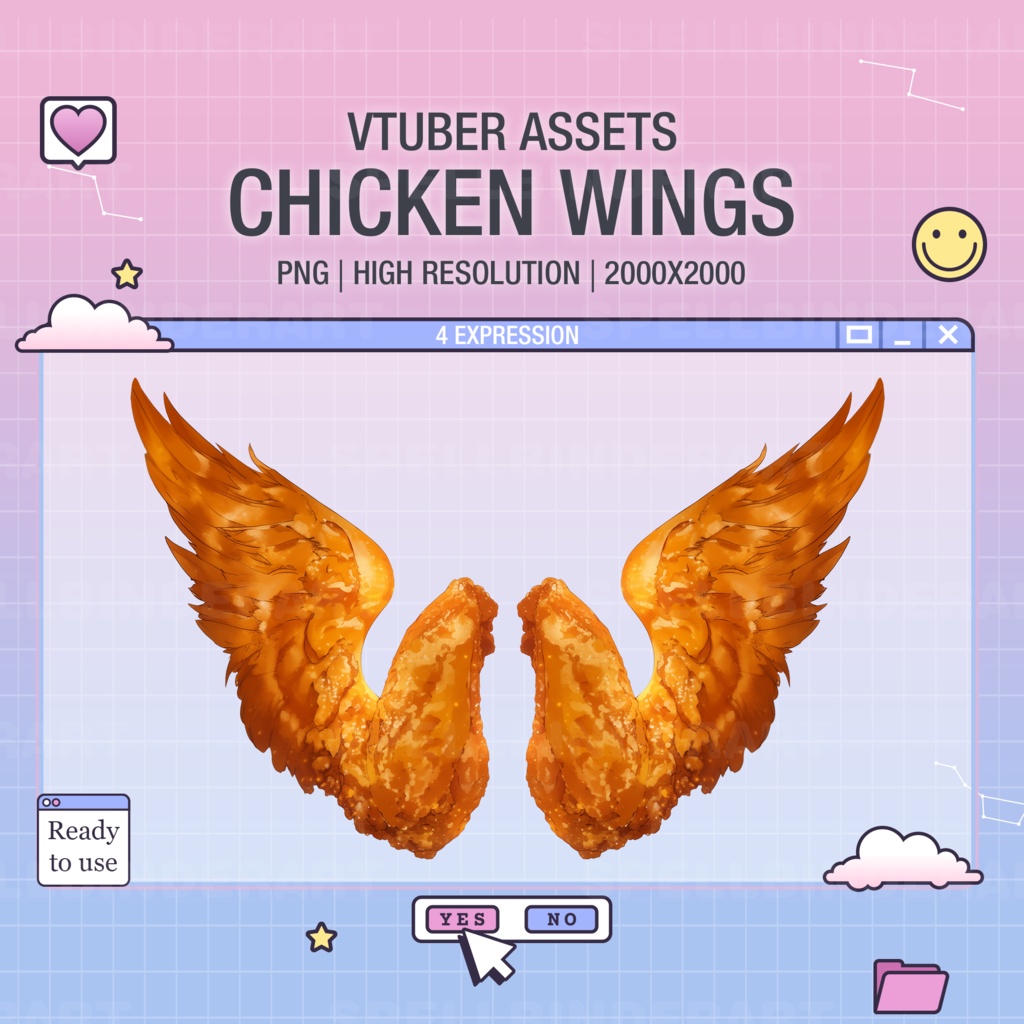 VTUBER Chicken wings | wings | twitch | vtuber decoration | Digital download | pntuber assets