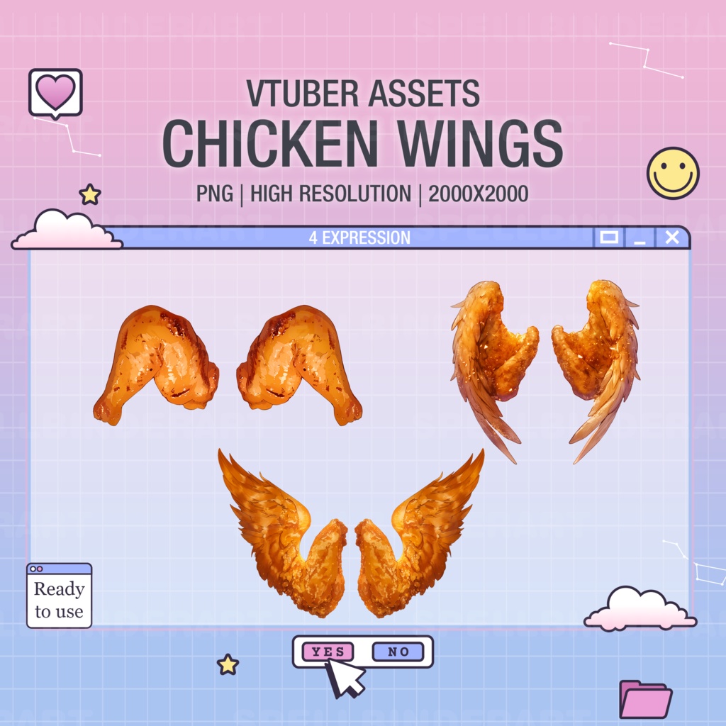 VTUBER Chicken wings | wings | twitch | vtuber decoration | Digital download | pntuber assets