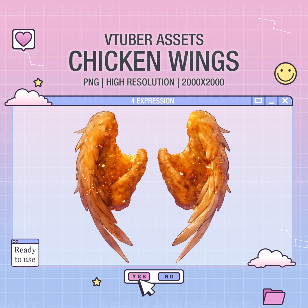 VTUBER Chicken wings | wings | twitch | vtuber decoration | Digital download | pntuber assets