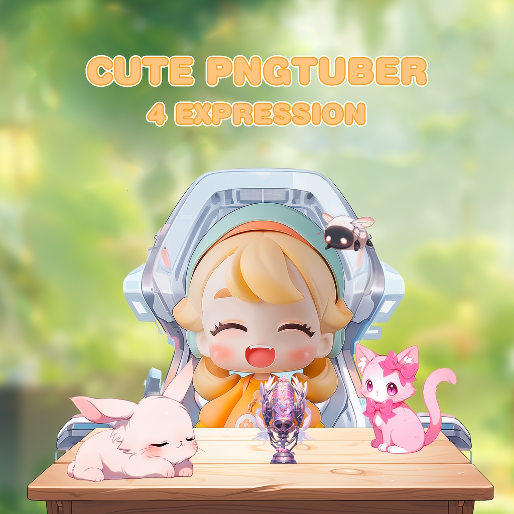 4 expression | Charming VTuber Avatar | Cute girl | PNGtuber Cartoon | 4 Emotions | Instant Digital Download | Streamer Asset