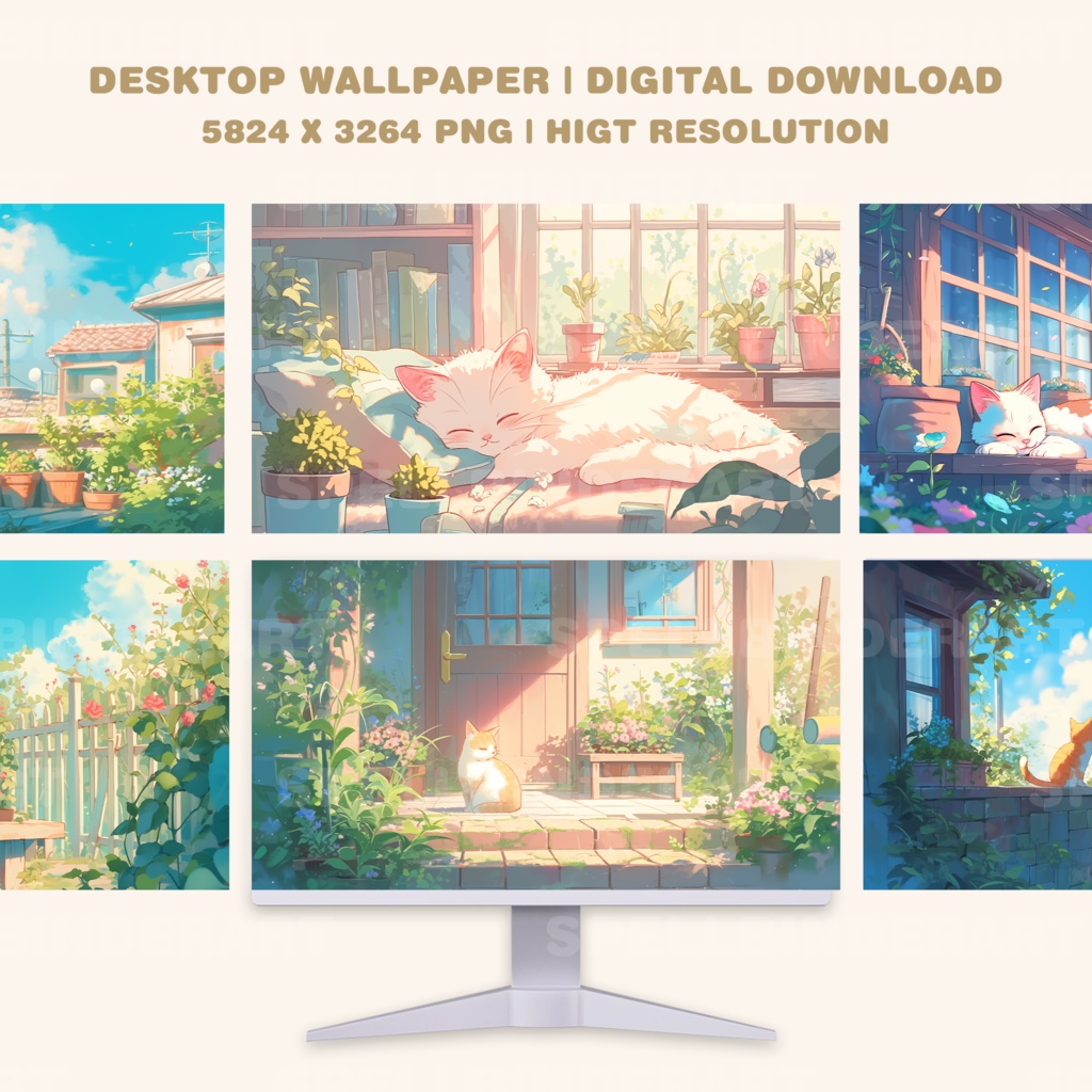 Chill cats wallpaper lofi plants wallpaper desktop japan wallpaper kawaii studio wallpaper cats and plants pastel wallpaper cozy wallpaper