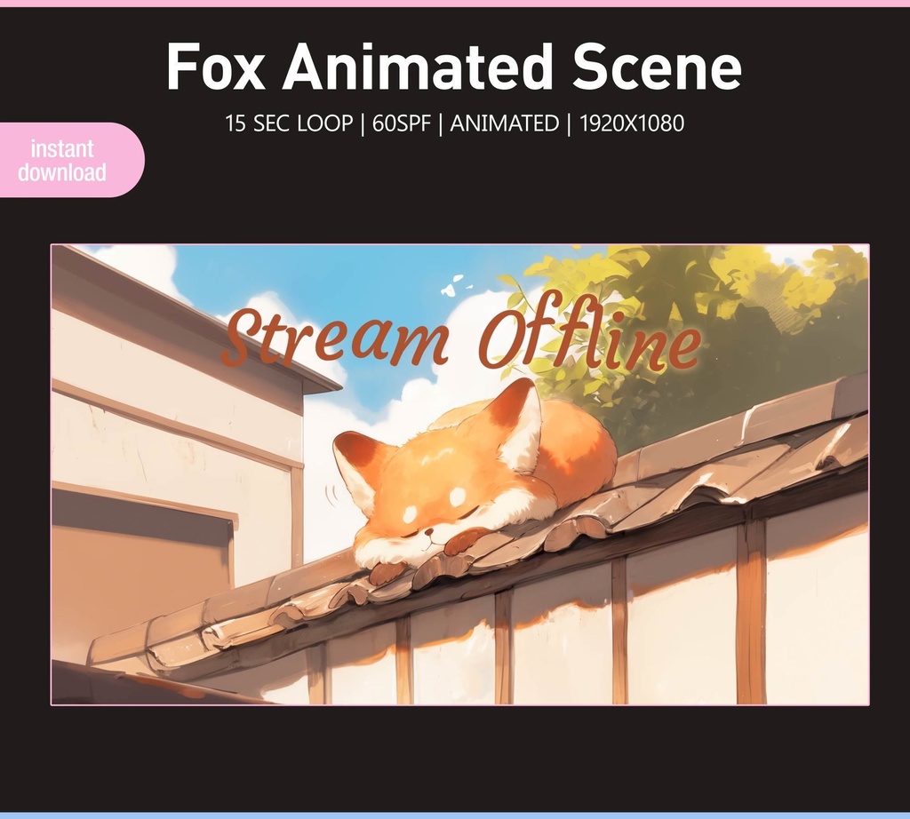 Fox Twitch Screens | 4 Animated VTuber Backgrounds | Digital download | Stream Starting | Be Right Back | Stream Ending | Offline