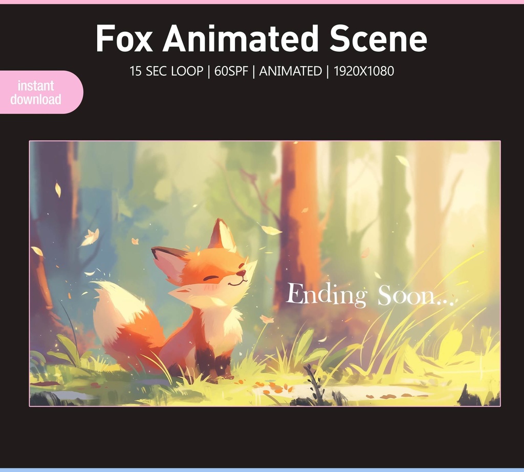 Fox Twitch Screens | 4 Animated VTuber Backgrounds | Digital download | Stream Starting | Be Right Back | Stream Ending | Offline